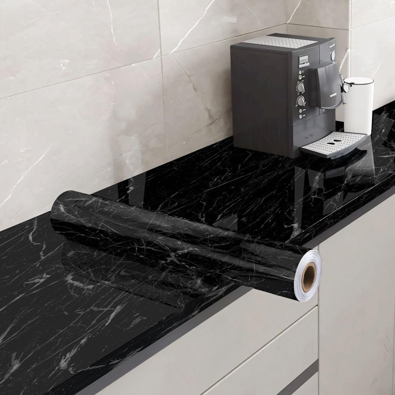 Yancorp Black Wallpaper Black Peel and Stick Wallpaper Marble Counter Top Stick on Wallpaper Backsplash Self Adhesive Wallpaper (Black Stripes  11.8"" x 78.7"") - Image 3
